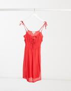 Topshop Ruche Front Mini Dress In Red