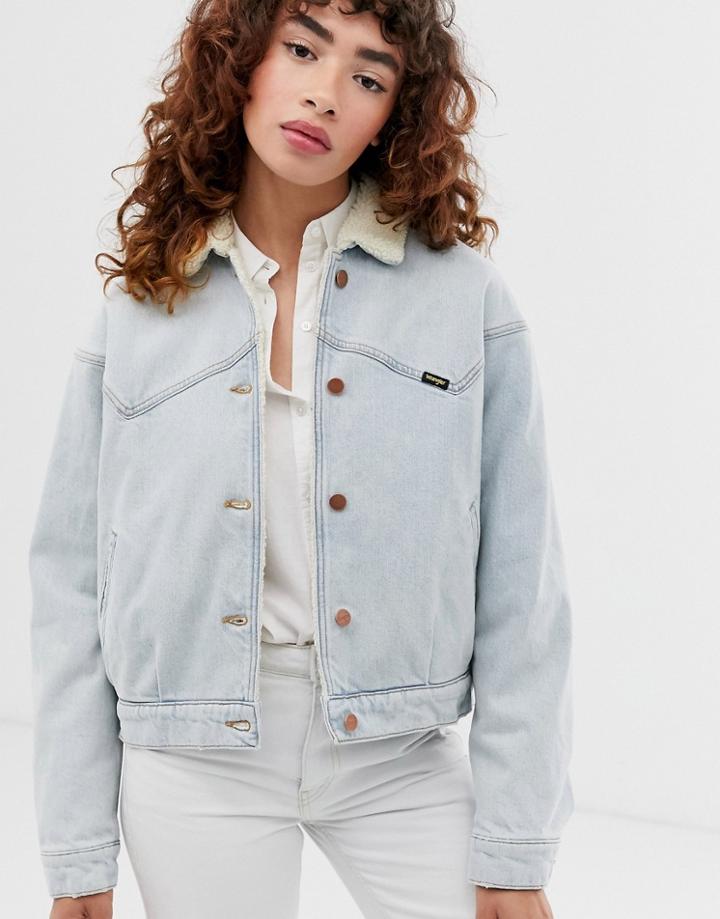 Wrangler Fleece Lined Denim Jacket With Seam Detail - Blue