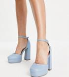 Asos Design Wide Fit Priority Platform High Heel Shoes In Blue