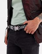 Consigned Webbing Logo Belt In Black/white