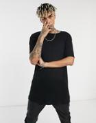 Asos Design Relaxed Fit T-shirt With Shoulder Pads In Black