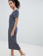 Only Abbie Calf Stripe Midi Dress - Blue