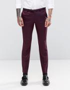 Noose & Monkey Super Skinny Tuxedo Pants With Satin And Stretch - Burgundy