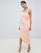 City Goddess One Shoulder Dress With Asymetric Hem - Pink