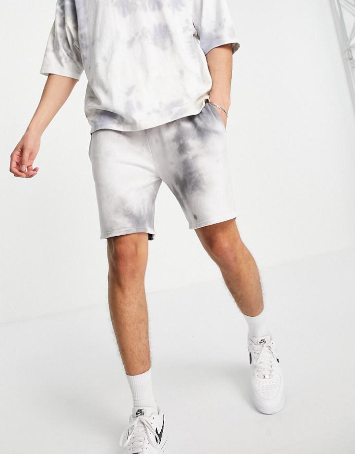 Topman Set Tie Dye Shorts In Gray-grey