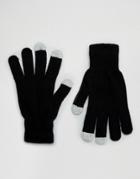 7x Knitted Smarttouch Gloves - Black