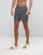 Original Penguin Swim Shorts Square Print In Navy - Navy