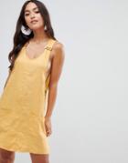 Rhythm Amalfi Linen Pinafore In Yellow