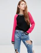 Asos Sweater With Woven Sleeves - Multi