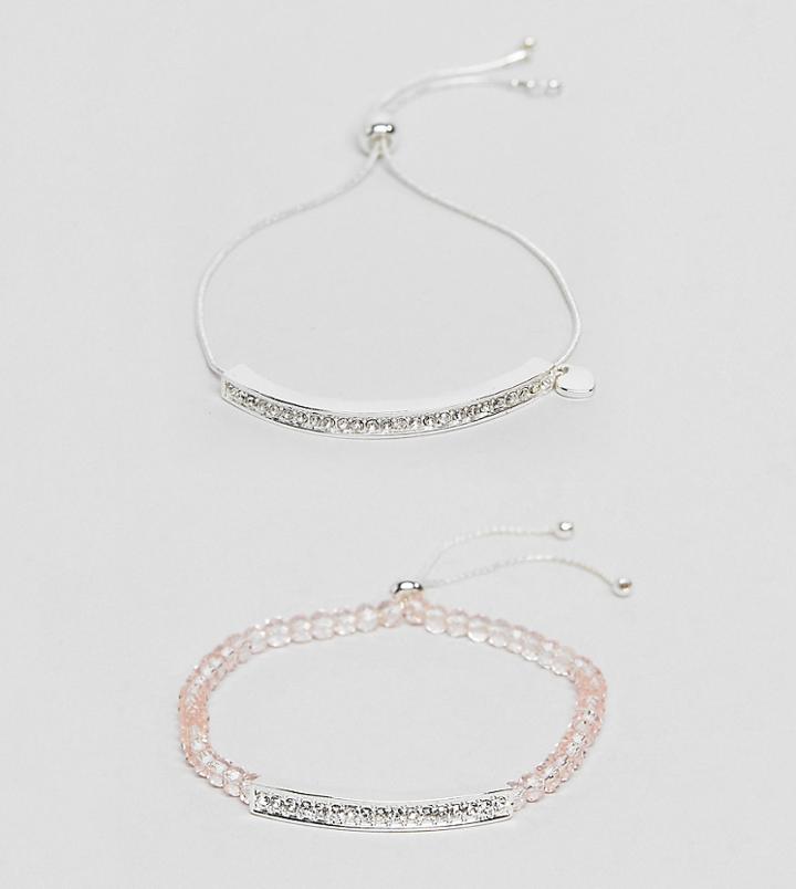 Lipsy 2 Pack Pink And Silver Embellished Bracelets - Multi