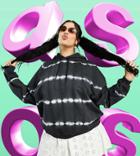 Asos Design Curve Oversized Hoodie In Stripe Mono Tie Dye-multi