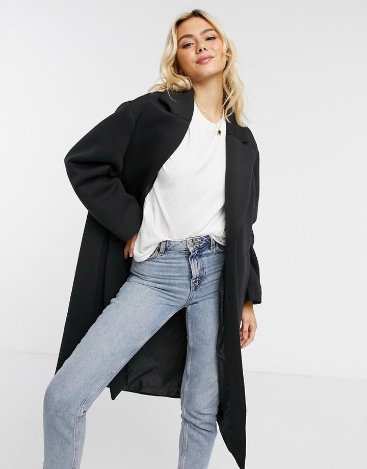 Asos Design Scuba Oversized Coat In Black