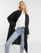 Asos Design Scuba Oversized Coat In Black