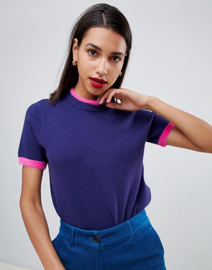 Current Air Crop Knit Sweater-navy