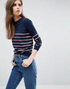 Y.a.s Knit Stripe Sweater - Navy