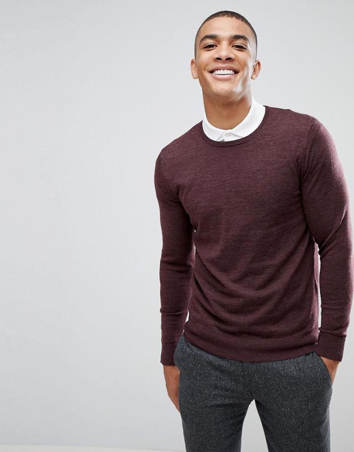Jack & Jones Premium Crew Neck Merino Sweater - Red