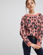 Esprit Animal Print Sweater - Pink