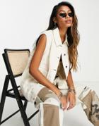 Topshop Lightweight Oversized Button Up Utility Vest Jacket In Off White