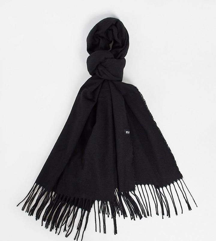 Reclaimed Vintage Inspired Unisex Recycled Blanket Scarf In Black