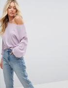 Asos Sweater With Off The Shoulder Detail - Purple