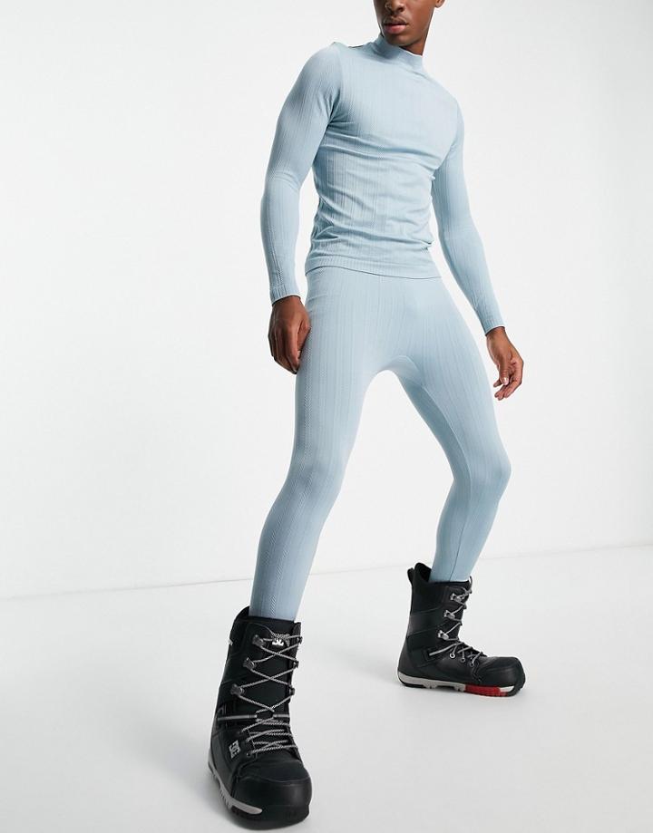 Asos 4505 Ski Base Layer Tights In Cable Knit Seamless-blues