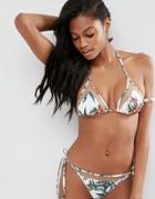 Asos Exotic Print Mesh Insert Micro Triangle Bikini Top - Exotic Floral