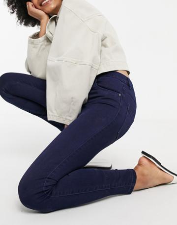 Only Midrise Skinny Jeans In Indigo Blue-blues