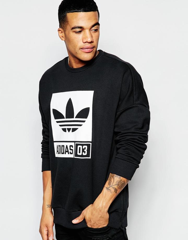 Adidas Originals Sweatshirt With Street Graphic Aj7709 - Black