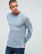 Only & Sons Sweater With Tonal Stripe Detail - Blue
