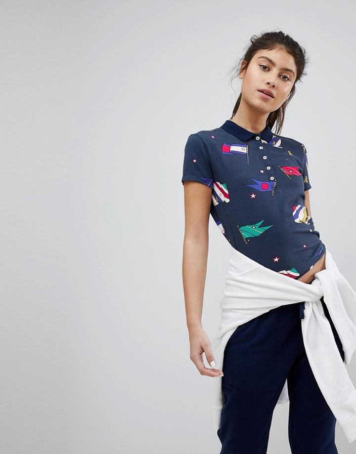 Tommy Hilfiger Polo Shirt With Flag Print - Multi