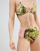 Hunkemoller Urban Utility Tropical High Waist Bikini Bottom - Multi