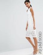 Asos Petite Occasion Lace Skirt Pencil Dress - Ivory