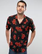 New Look Regular Fit Shirt With Revere Collar In Floral Print - Red