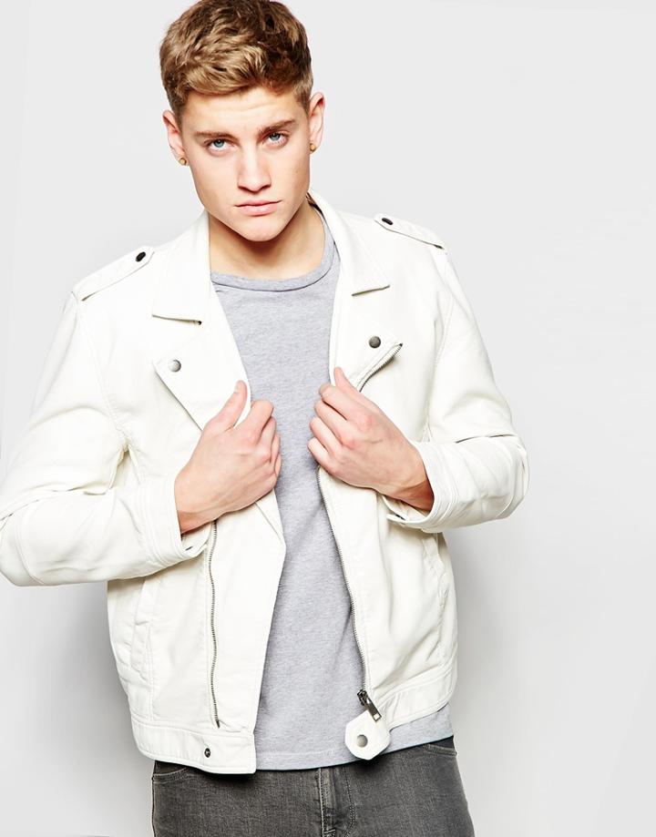Brave Soul Biker Jacket - White