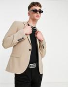Twisted Tailor Suit Jacket With Wool Mix In Stone-neutral