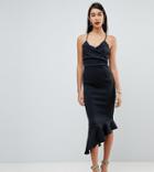 Asos Tall Scuba Cami Pephem Midi Dress - Black