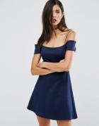 Asos Off The Shoulder Bardot Shift Mini Dress - Black