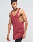 Religion Loose Fitting Tank In Longline With Curved Hem - Tibetan Red