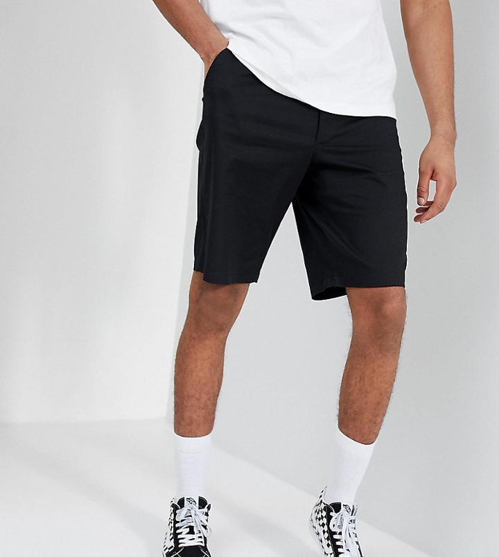 Asos Design Tall Skater Chino Shorts In Black - Black