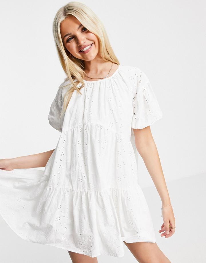 Urban Revivo Open Back Volume Mini Dress In White