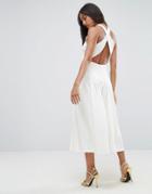 Asos Jumpsuit With Pleated Culotte And Back Detail - White