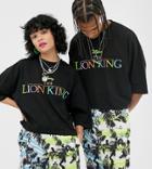 Disney The Lion King X Asos Design Unisex Oversized Cropped T-shirt With Rainbow Logo - Black