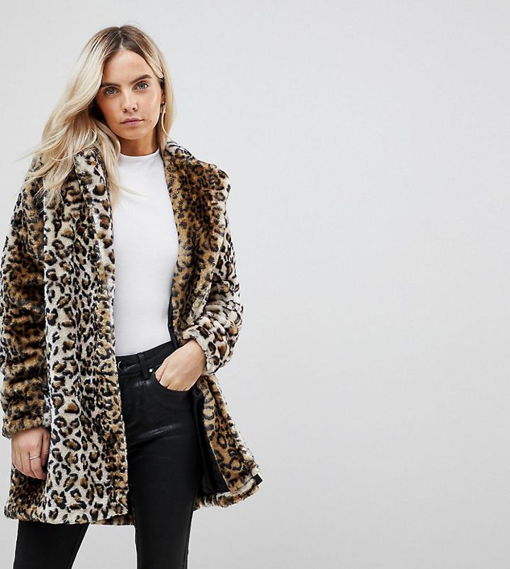 Vero Moda Petite Longline Leapord Print Jacket - Silver