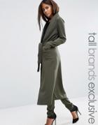 Lavish Alice Tall Wrap Belted Trench With Piping Detail - Green