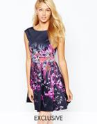 Closet Ombre Floral Skater Dress - Navy Floral Multi