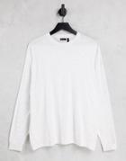 Asos Design Organic Blend Oversized Long Sleeve T-shirt In White Heather