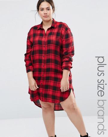 Nvme Check Shirt Dress - Red