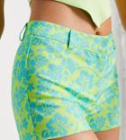 Collusion Y2k Hibiscus Print Micro Shorts In Green-multi