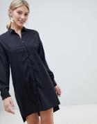 Native Youth Shirt Dress With Tie Waist Detail - Black