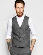 Asos Super Skinny Vest In Dogstooth With Chain - Gray